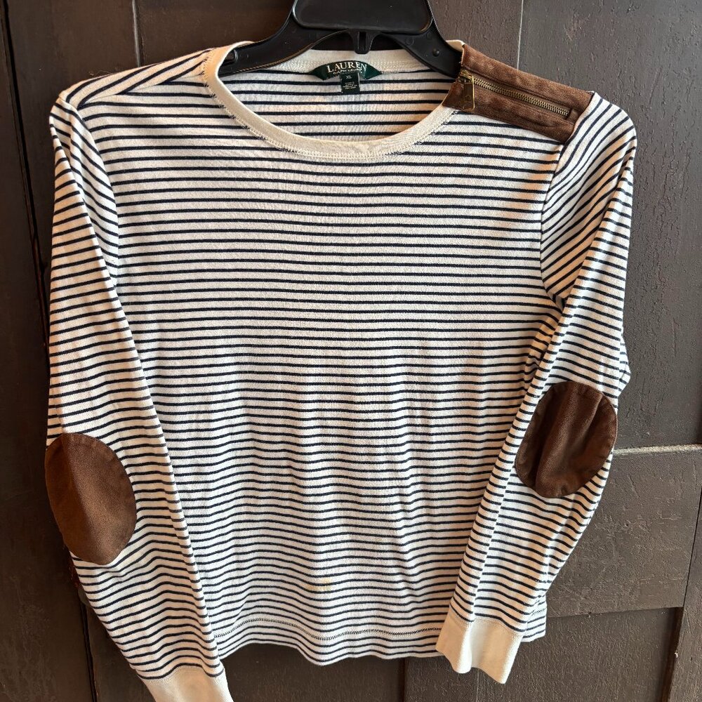 Lauren Ralph Lauren Womens Long Sleeve T shirt XL Suede Details